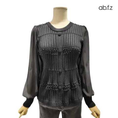 [롯데백화점][에이비에프지]비즈 디테일 라운드넥 긴팔 니트 APZ1HW64C