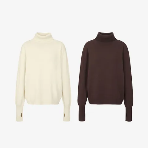 [신상품]3D 니트 코튼실크 핑거홀 터틀넥 풀오버_FT9600