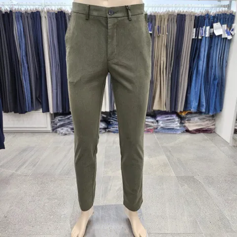 (모다인천점)딥카키 면혼방 노턱 습간 캐주얼 바지/PPPC3504B_IC_1