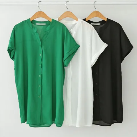 빅사이즈사랑해요 P265L304 롤업캡소매오픈블라우스 BN