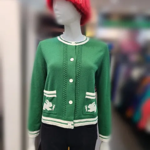 토끼 자카드 포켓 니트 가디건(BAKC11411)_DG