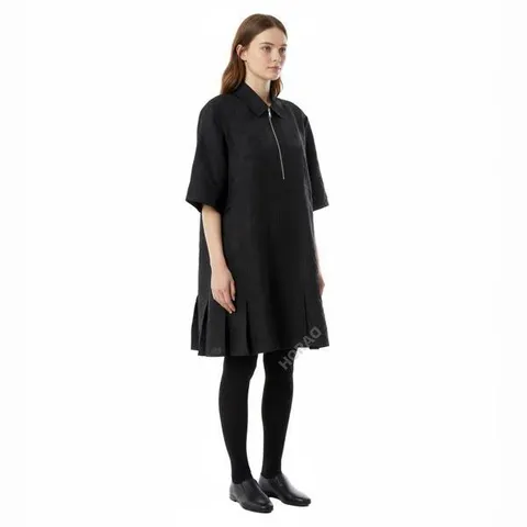 MUST IT_가니 BLACK TEXTURED CLOQUE PLEATED MINI DRESS (F9623 099) (블랙 텍스처 클로케 플리츠 미니 드레스)