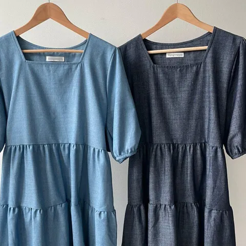 스퀘어넥 데님 원피스 204G821S 빅사이즈 여성의류