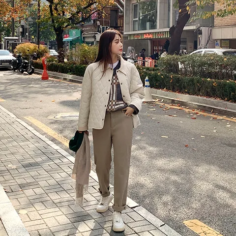 [공구우먼] [제작] 티샨 뒷밴딩 기모 세미 배기 팬츠 67882 빅사이즈 여성의류