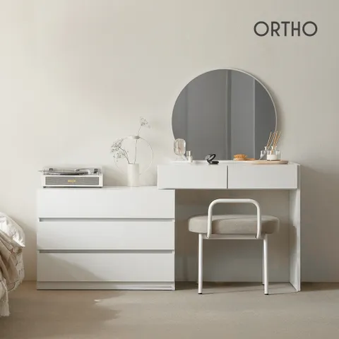 글로우 원형 거울 콘솔 수납 화장대 서랍장 세트