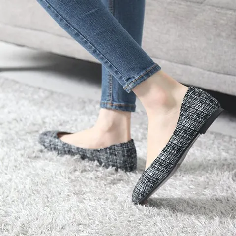 플랫 슈즈 빅사이즈 여성 댄디 빅사이즈 체크 단화 플렛슈즈 여성플랫슈즈 여름플랫슈즈