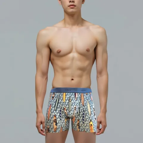 [롯데백화점](언더웨어)]직수입 메이 기화학적 패턴 남성 롱 면 드로즈 GMT2213DDE