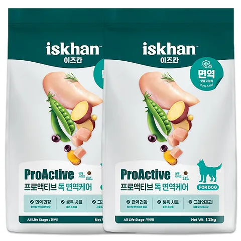 이즈칸 독 프로액티브 면역케어 1.2kg x2개 소화개선 면역관리
