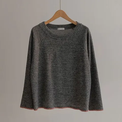 [하프클럽] 그터 레글런 니트 배색 티