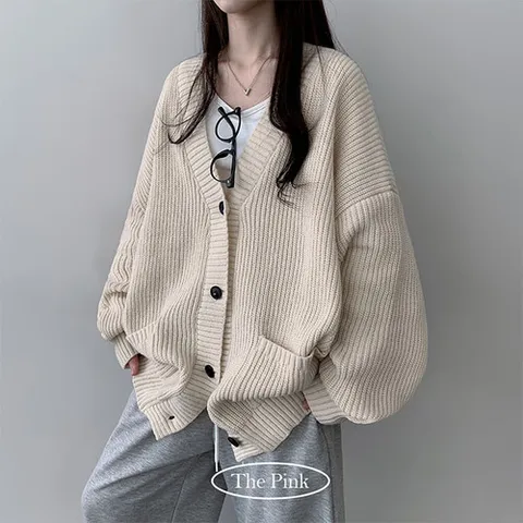 [브리치]  / 반드 오버핏 브이넥 니트 가디건