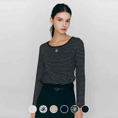 325506 여 스쿱넥 긴팔 티셔츠
