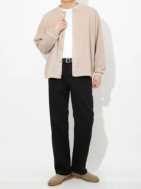 미니멀 버튼 골지 라운드 가디건 MAMF1001