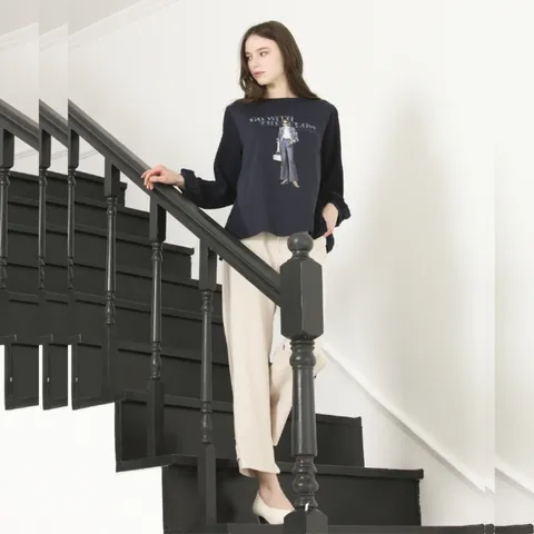 [롯데백화점][손정완]프린팅 쉬폰 배색 티셔츠 ZDR51180