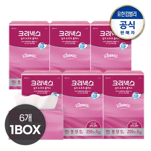 [내일도착] 실크소프트 플러스 각티슈 250매 3입X6개(총18개)