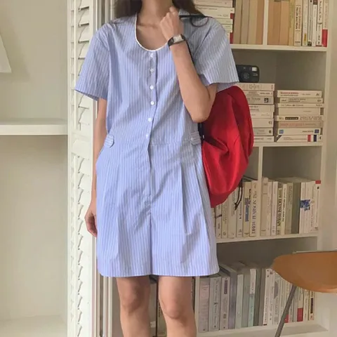 [브리치]  / 줄무늬 레이스 샘플 캐주얼 점프수트 1217958