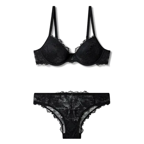 [롯데백화점][엠포리오 아르마니 언더웨어]레이스 리무브 푸쉬업 ABCD컵 브라 삼각팬티 세트 (0825185514-11514)