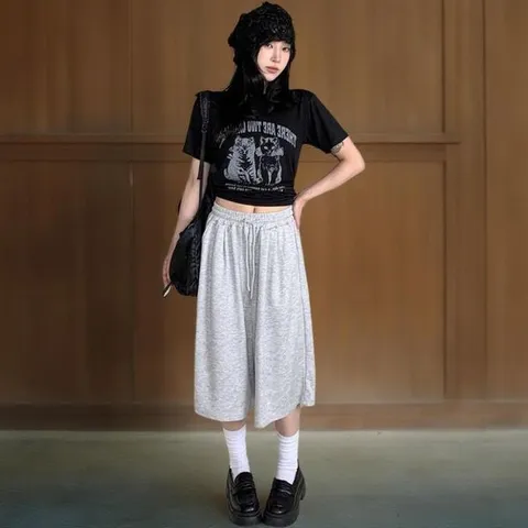 [하프클럽/신상오픈런]여성 레이온 밴딩 7부 버뮤다 팬츠 캐주얼