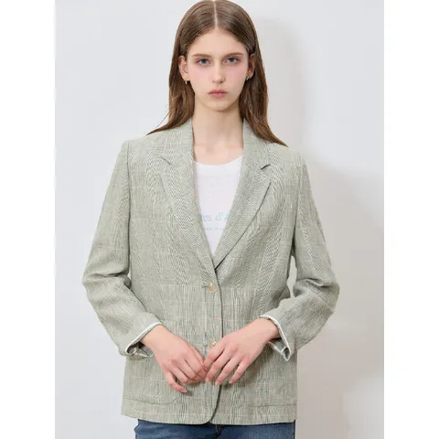 (LIST)] 프리미엄라인 린넨 100 글렌 체크 재킷 (택가격: 478000원)