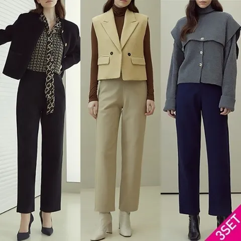 3SET [홈쇼핑방송/(LeOT)] 윈터 텐션 밴딩 팬츠 3종세트_19287792_588586