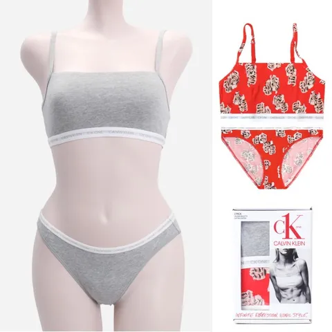[하프클럽/캘빈클라인 언더웨어]CK 캘빈클라인 여성 브라렛 팬티 세트 QF6040+QD3789