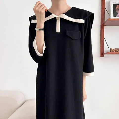 [하프클럽/모노무드] 마담옷 여성의류 모모나팔카라원피스 여성미시큰옷