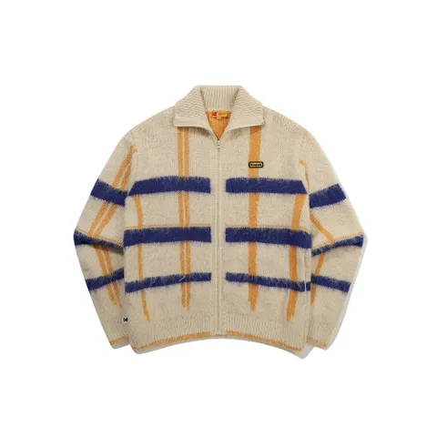 헤어리 체크 집업 스웨터 YELLOW