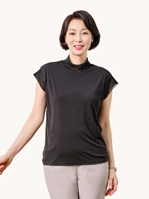 매쉬 포인트 블라우스 K241BL21_블랙