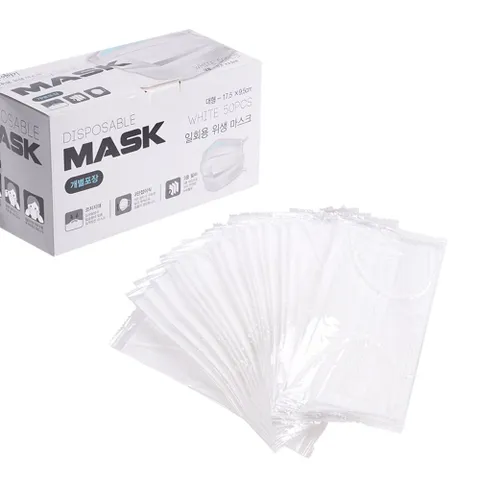 일회용 마스크 귀편한 3중 필터 대형 화이트 50매 여름 숨쉬기편한