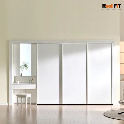 화이트스톤 슬라이딩 화장대 붙박이장_390cm (13자)
