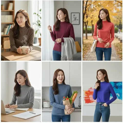 [하프클럽] 봄 여성 하프넥 티셔츠 15종택1(홈쇼핑 판매)