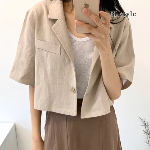 [하프클럽/에이치스타일]TK/린넨크롭반팔자켓/여름/마자켓