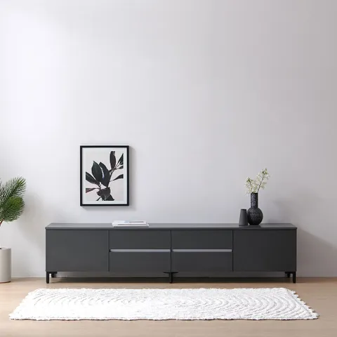 도스 와이드 그레이 거실장 2100 TV장 수납장 선반