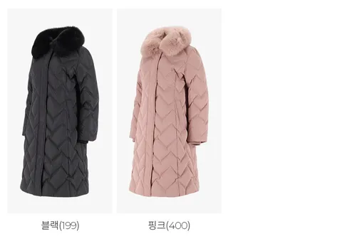 PAT 폭스퍼 자수퀼팅 롱 덕다운 1K82004