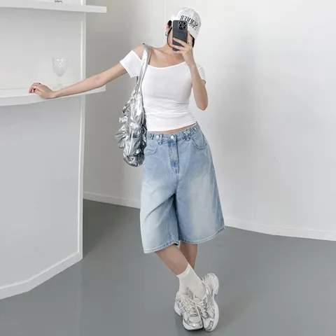 [브리치] 러블리감성 / 한봄 7부 버뮤다 청반바지