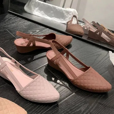 여자 체크패턴 웨지힐슈즈 가볍고 편안한 젤리슈즈 젤리슈즈 여자플랫슈즈 여성플랫슈즈