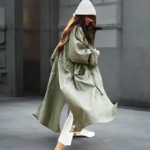 [하프클럽] 여성 롱 빅사이즈 사파리 캐쥬얼 허리조임 자켓