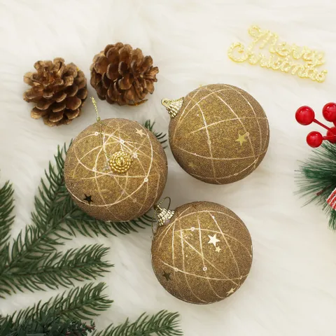 로열골드 글리터 장식볼 3p 8cm   유니버스