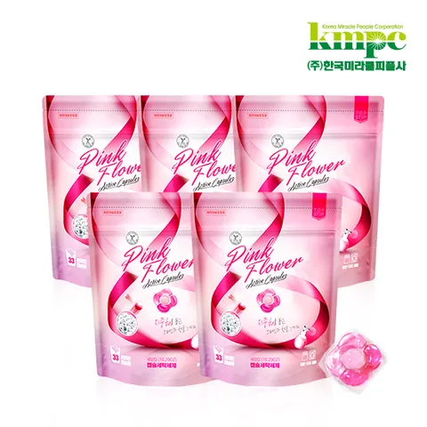 [탑스텝] 핑크플라워 향기 캡슐세제 5팩 세트