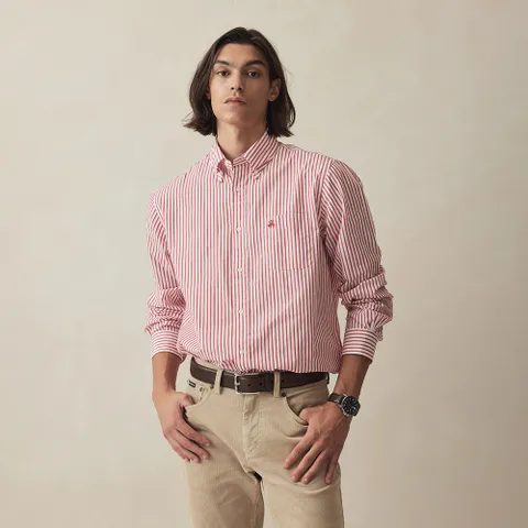 판매종료_프라이데이 포플린 스트라이프 셔츠 (레드) (BBTHMF6453DEF)
