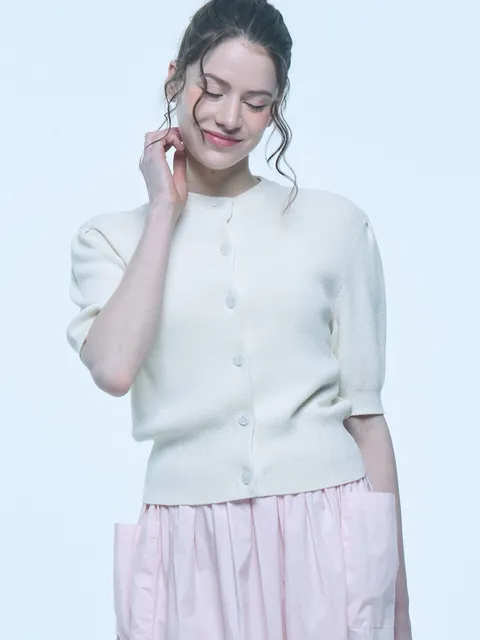 린넨 터치 퍼프 가디건 (UFKKCA254N-IVORY)