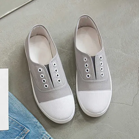 학생운동화패션 여성 하얀 끈없는 운동화 신발 보세 데이트 패션화 가벼운천운동화