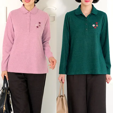 [엄마옷  오산반오픈카라기모티셔츠