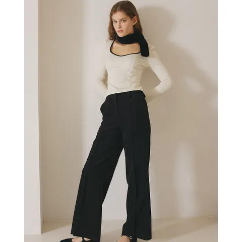 CORDUROY WIDE PANTS_BLACK
