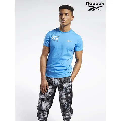 [하프클럽/Reebok남성 블루 MYT 그래픽 반팔티셔츠