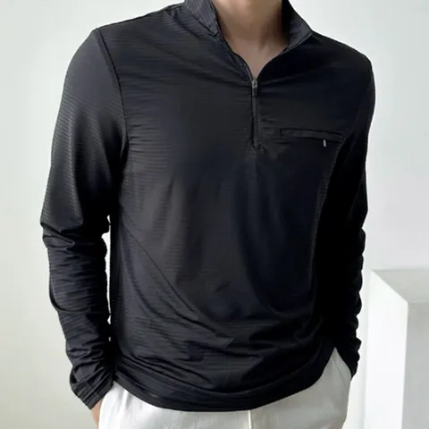 남성 여름 출근 작업용 시원한 검정 긴팔 집업 티셔츠 여름티 반집업 집업티셔츠 쿨티셔츠