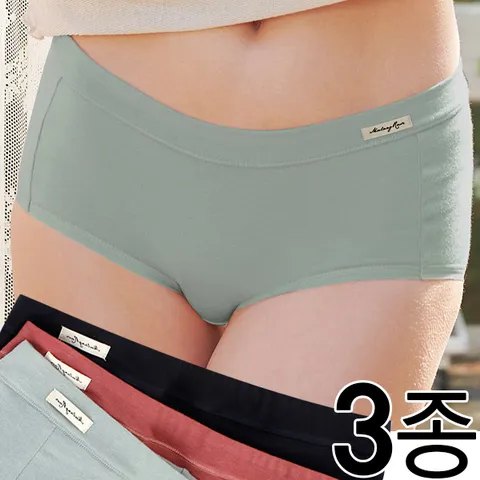 여성용 면 빅사이즈 드로즈 사각 위생여자팬티 3종