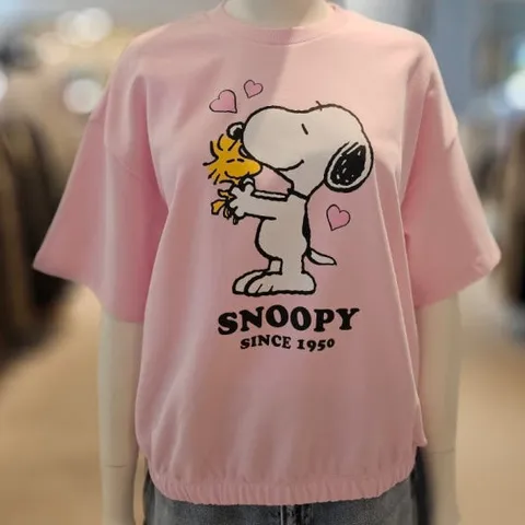 여성 스누피 밑단 밴딩 빈팔 티셔츠 TS770F_DG