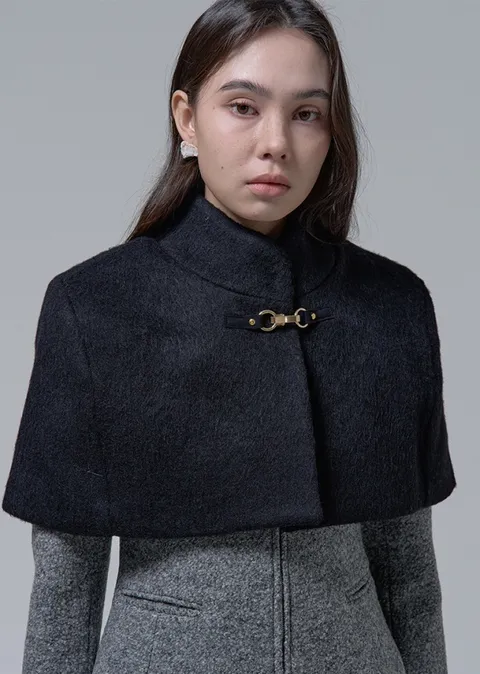 수리알파카 숏 케이프 자켓