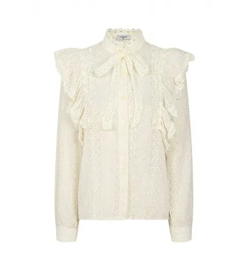 레이스 넥리본 프릴 블라우스(LC31C3BL501X)