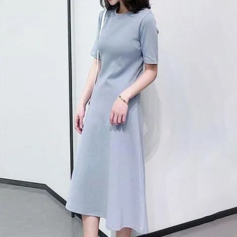 [오노마] ONM 여성원피스 밑단 롱원피스 A라인 반팔 무지 오피 (41025636)